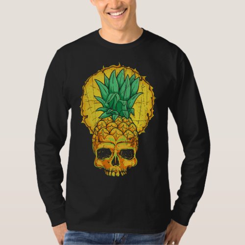 Vintage Pineapple Skull Funny Summer Fruit Fest Lo T_Shirt
