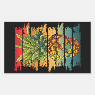 Vintage Pineapple Skull  Rectangular Sticker
