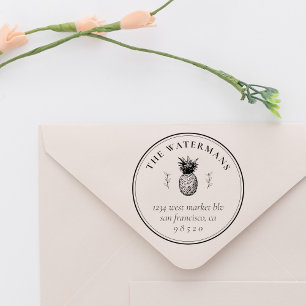 Vintage Pineapple Tropical Family Return Address Self-inking Stamp