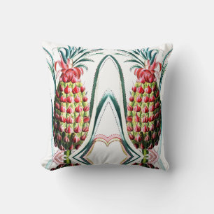 Vintage pineapple tropical fruit illustration throw pillow