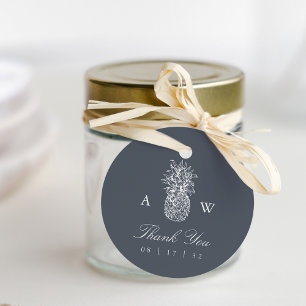 Vintage Pineapple Wedding Monogram Thank You Favor Tags