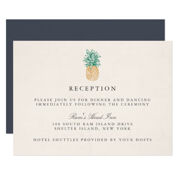 Vintage Pineapple Wedding Reception Card