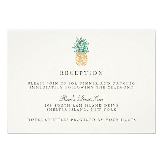 Vintage Pineapple Wedding Reception Card