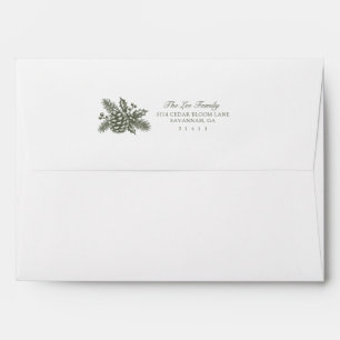 Vintage Pinecone Christmas Holiday - Green Envelope