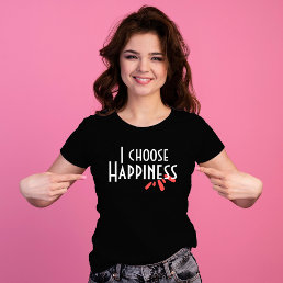 Vintage Pink abstract I choose happiness black T-Shirt