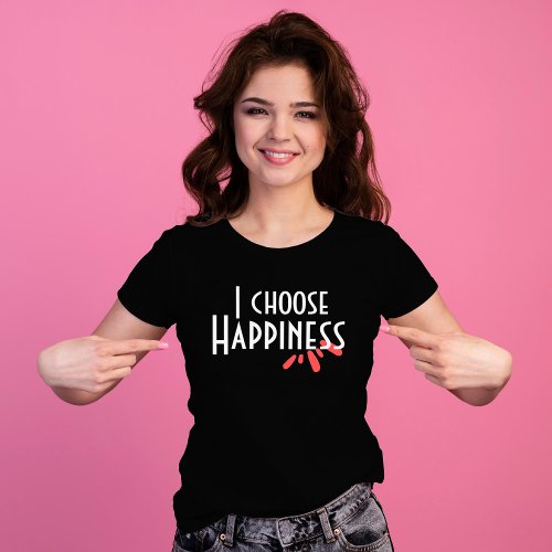 Vintage Pink abstract I choose happiness black T_Shirt