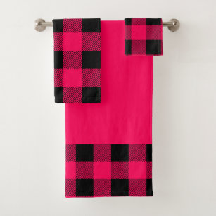 Custom Chainstitch Checkered Hand Towel Pink Checkered Gifts for