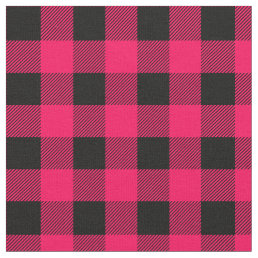 Vintage Pink and Black Buffalo Plaid Fabric