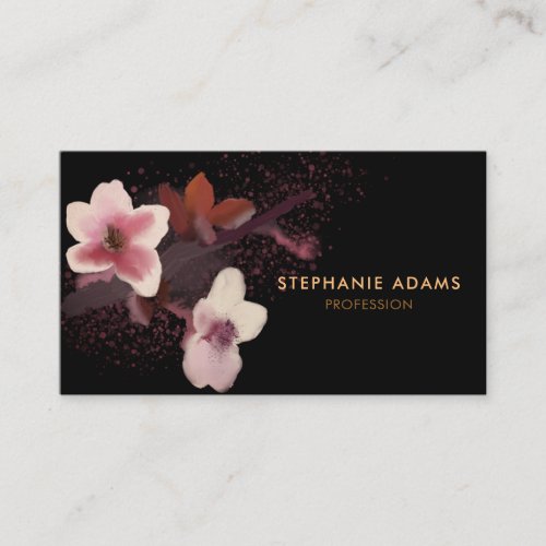 Vintage Pink and Black Cherry Blossom Painting Business Card