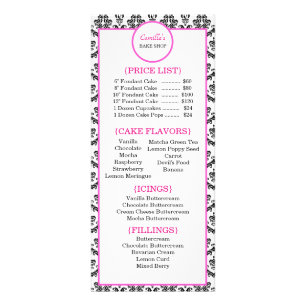Vintage Pink and Black Damask Bakery Rack Card