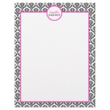 Vintage Pink and Black Damask Letterhead
