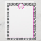 Vintage Pink and Black Damask Letterhead (Front/Back)
