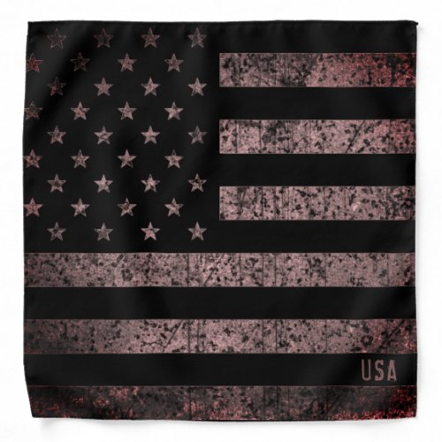 Vintage Pink and Black Grunge USA American Flag Bandana