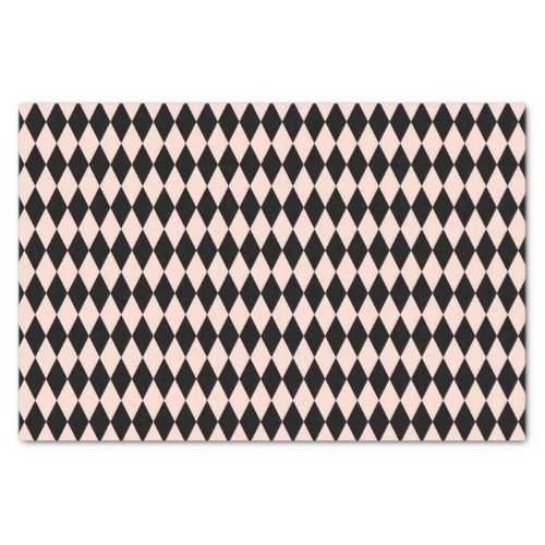 Vintage Pink and Black Harlequin Pattern  Tissue Paper
