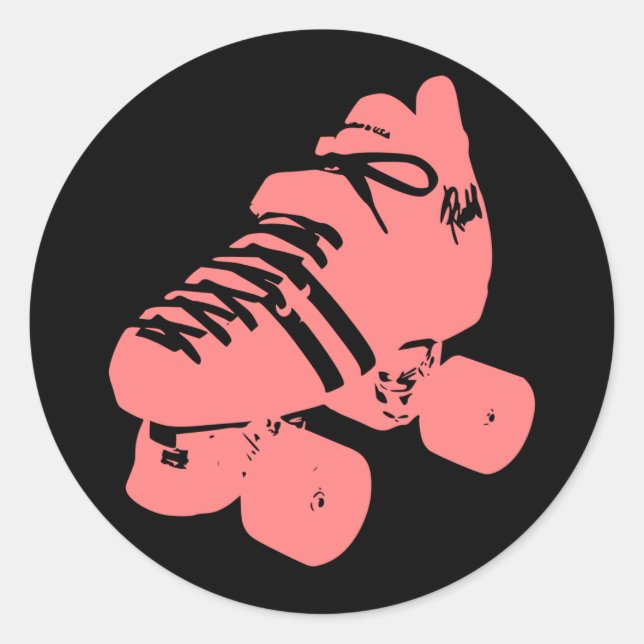 Vintage Pink and Black Roller Derby Skate Sticker (Front)