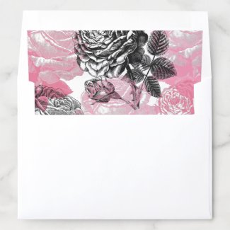 Vintage Pink and Black Roses Envelope Liner