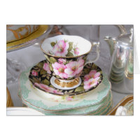 Vintage Pink and Black Teacup and Saucer