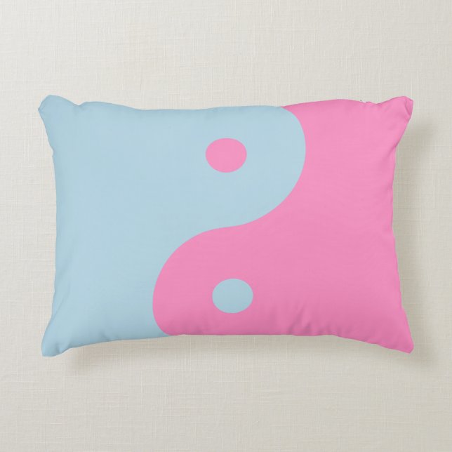 Vintage Pink And Blue Yin Yang Accent Pillow (Front)