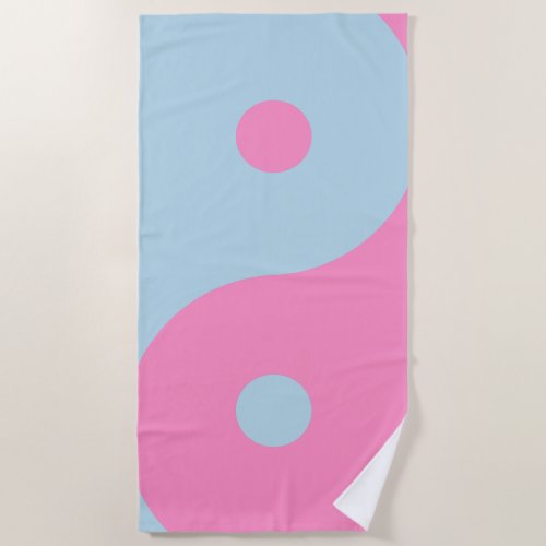 Vintage Pink And Blue Yin Yang Beach Towel