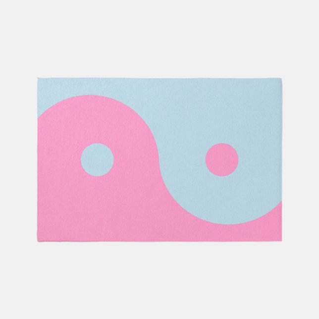 Vintage Pink And Blue Yin Yang Rug (Front)