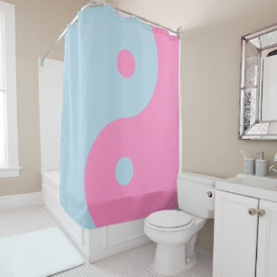 Vintage Pink And Blue Yin Yang Shower Curtain
