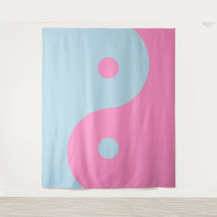 Vintage Pink And Blue Yin Yang Tapestry