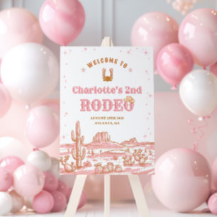 Vintage Pink and Brown Girl 1st Rodeo Birthday Foam Board