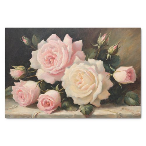 Vintage Pink and Cream Roses  Tissue Paper