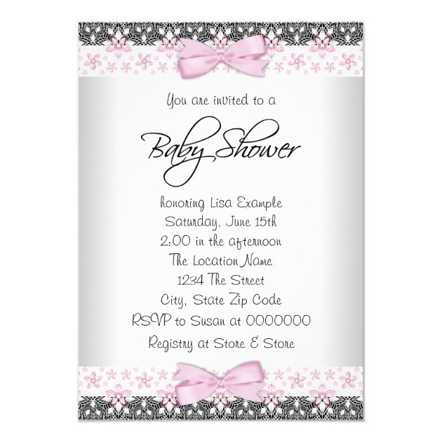Vintage Pink And Gray Baby Girl Shower Invitation