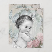 Vintage Pink and Gray Baby Girl Shower Invitation (Front/Back)
