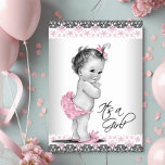 Vintage Pink And Gray Baby Girl Shower Invitation at Zazzle