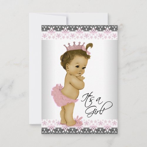 Vintage Pink and Gray Baby Girl Shower Invitation