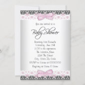Vintage Pink and Gray Baby Girl Shower Invitation (Back)
