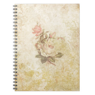 Vintage Pink and Ivory Rose Notebook