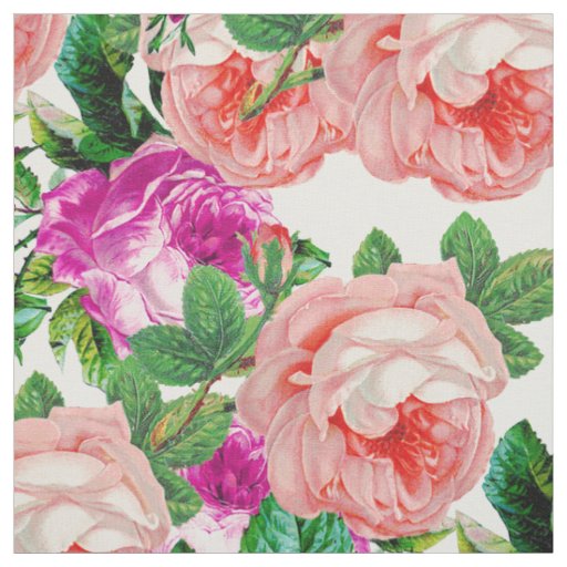 Vintage Pink And Purple Floral Fabric