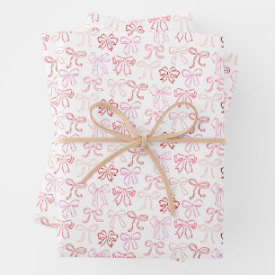Vintage Pink and Red Bows Wrapping Paper Sheets