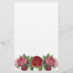 Vintage Pink and Red Roses Stationery