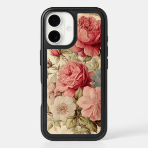 Vintage Pink and Red Roses Watercolor Illustration iPhone 16 Case
