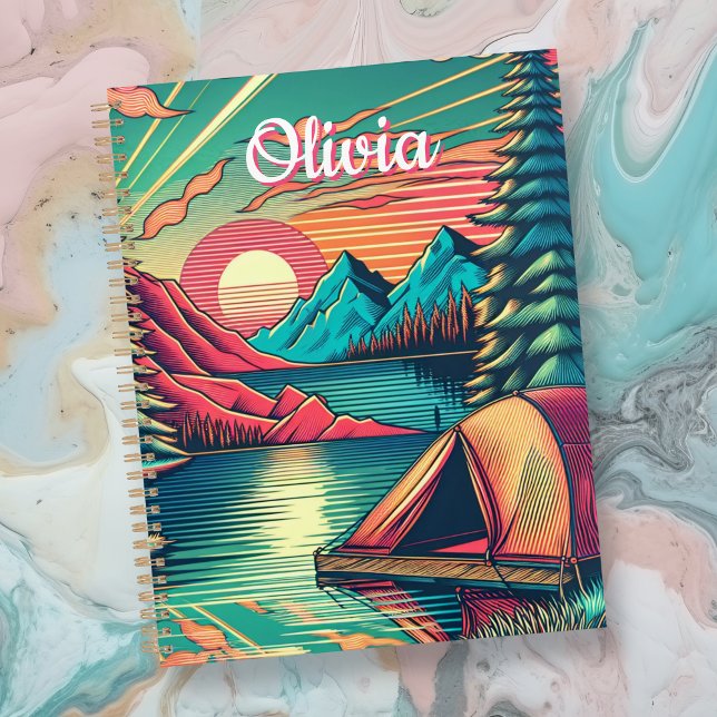 Vintage Pink and Teal Camping Personalized Planner (Creator Uploaded)