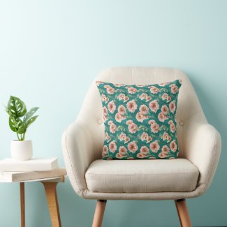 Vintage Pink and Teal Floral Pattern Design  