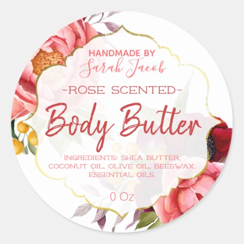 Vintage Pink And White Body Butter Labels