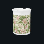 Vintage Pink and White Magnolias  Beverage Pitcher<br><div class="desc">Beautiful pink and white magnolia flowers cover this porcelain pitcher,  resembling a vintage wallpaper pattern.  Very sweet and romantic cottagecore design,  perfect for any décor.</div>