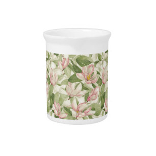 Vintage Pink and White Magnolias  Beverage Pitcher