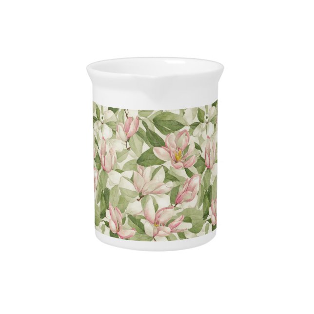 Vintage Pink and White Magnolias  Beverage Pitcher (Front)