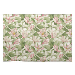 Vintage Pink and White Magnolias Cloth Placemat