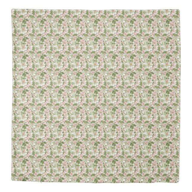 Vintage Pink and White Magnolias Duvet Cover (Back)