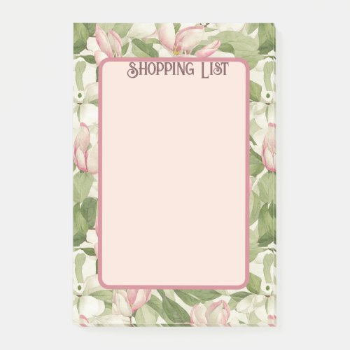 Vintage Pink and White Magnolias Shopping List Post_it Notes