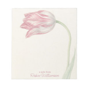 Vintage Pink and White Tulip - Dutch Fine Art Notepad