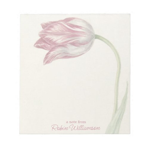 Vintage Pink and White Tulip _  Dutch Fine Art Notepad
