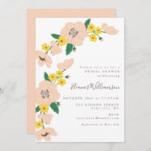 Vintage Pink and Yellow Floral Bridal Shower Invitation (Front/Back)